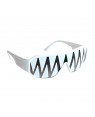 Macho Wrestler Sunglasses Shark Teeth on Black Lens with White Frame