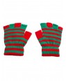 Red And Green Stripes Fingerless Gloves (Pair)