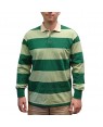 Steve Green Striped Long Sleeve Polo Shirt