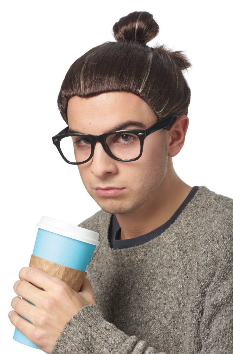 Man Bun Brown Adult Wig